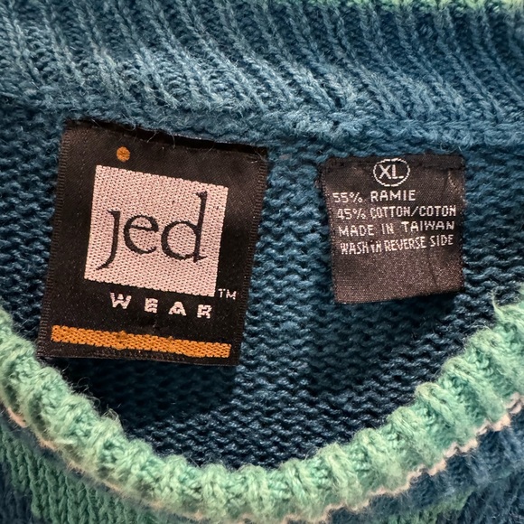 Jed Wear ‘Argile’ Sweater, Teal & Cream colors- Mens size XL - Picture 4 of 4